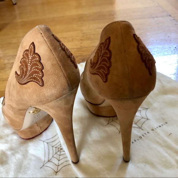 CHARLOTTE OLYMPIA HARDY DAPHNIE SUEDE HEELS - Picture 3 of 7